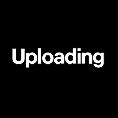 White text reading Uploading on a black background. The design is simple and bold, emphasizing the action of transferring or sharing data.